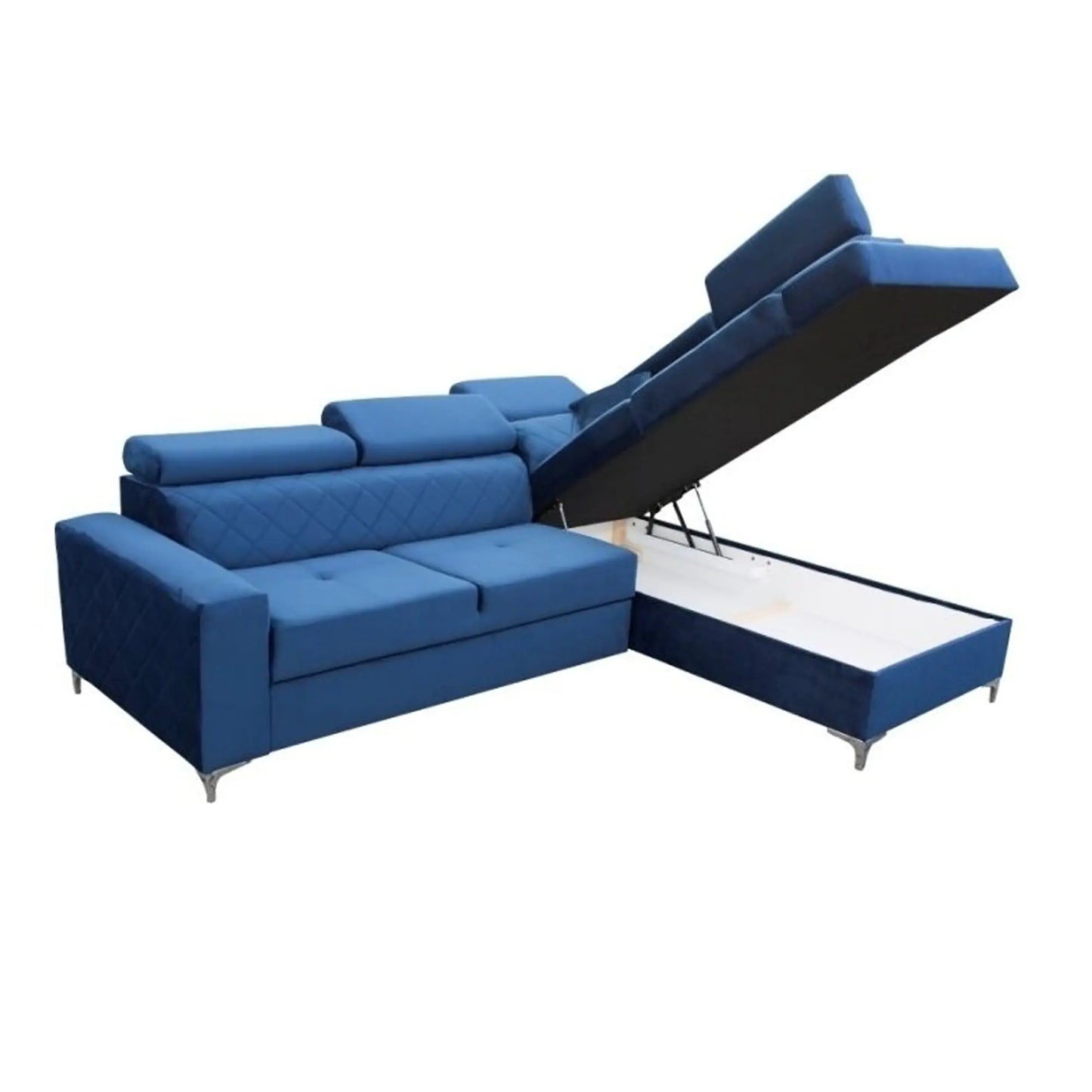 GLOSS CORNER SOFA BED - Black, Blue, Grey, Mustard, Silver, Steel