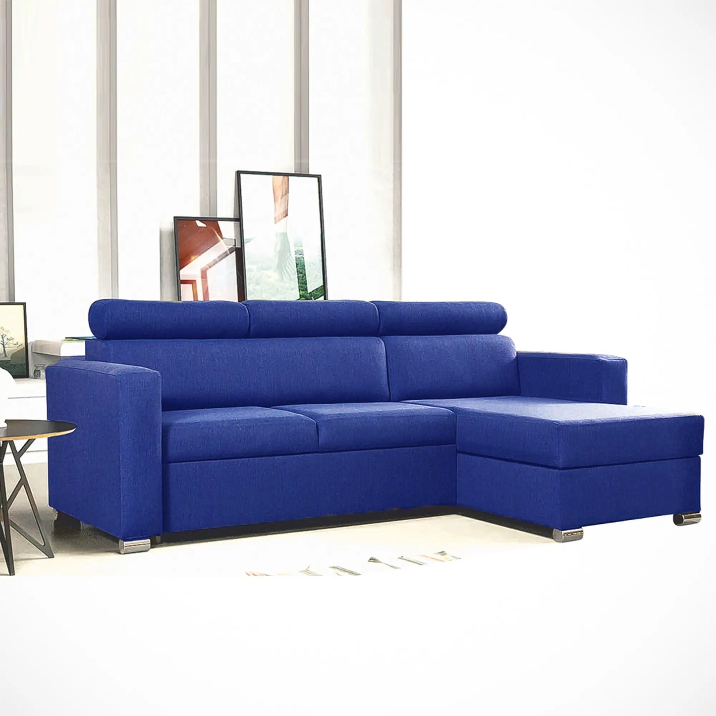 Hugo Corner L-Shape Sofa Bed - Black, Blue, Grey, yellow