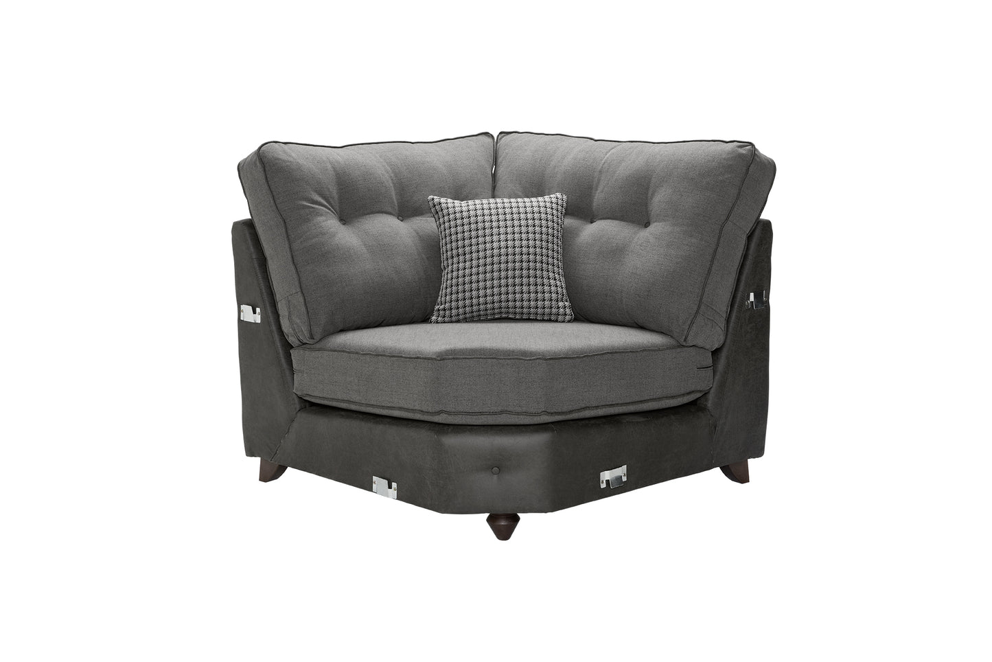 Barcelona Elegant Button-Tufted Grey Corner Sofa with Rolled Arms