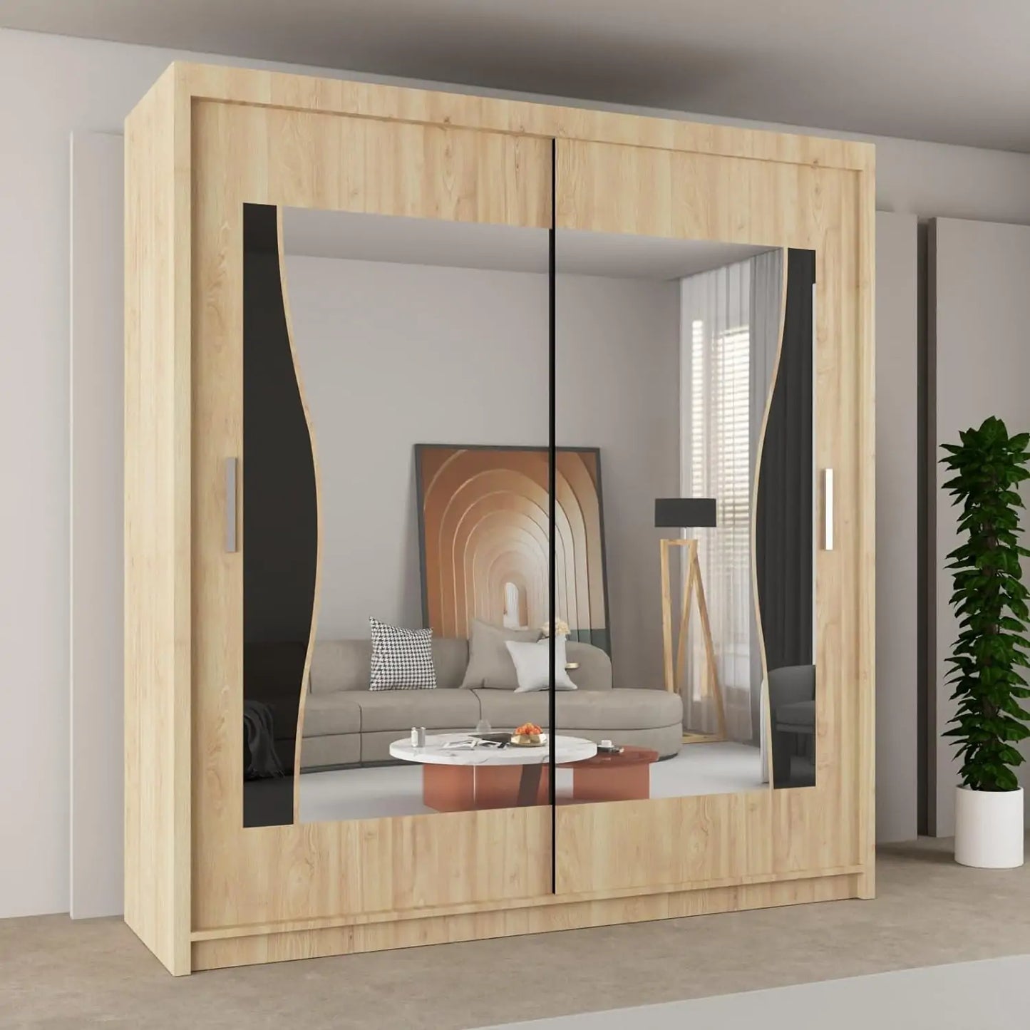 Batumi Wardrobe - Black, White, Grey, Oak - 120cm, 150cm, 180cm, 203cm