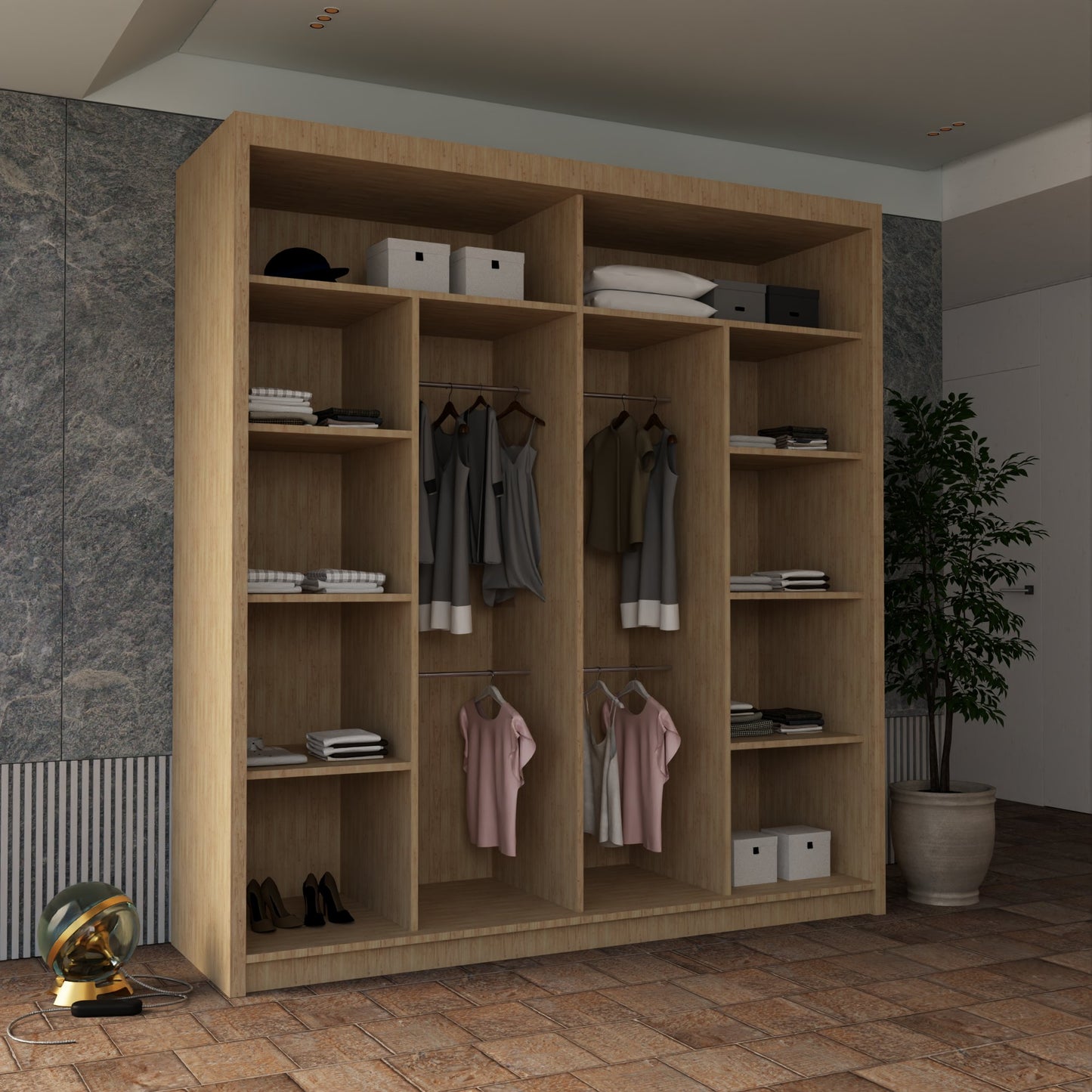 Batumi Wardrobe - Black, White, Grey, Oak - 120cm, 150cm, 180cm, 203cm