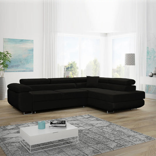 LIDO Corner Sofa Bed - Black, Blue, Brown, Green, Grey, Sky Blue