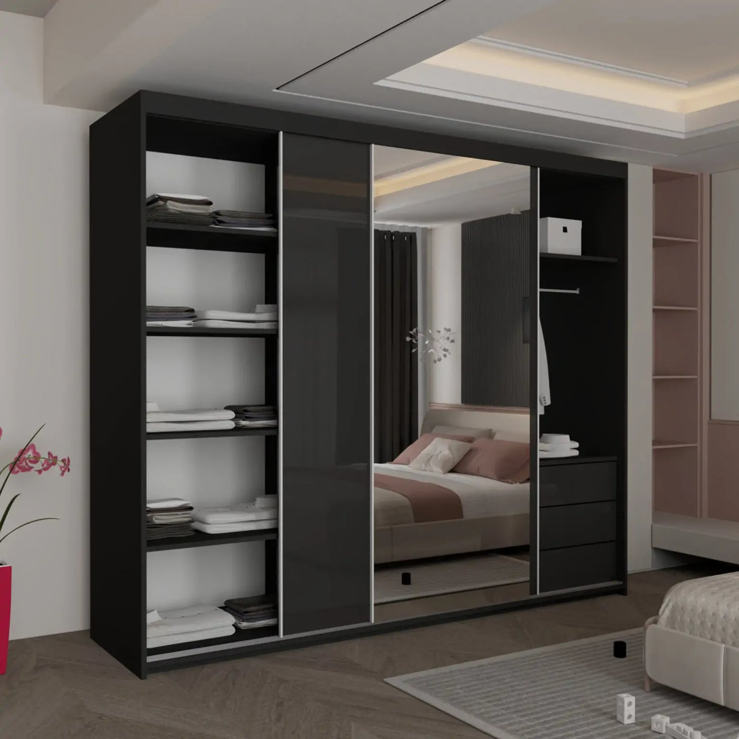Vikas New High Gloss sliding door Wardrobe