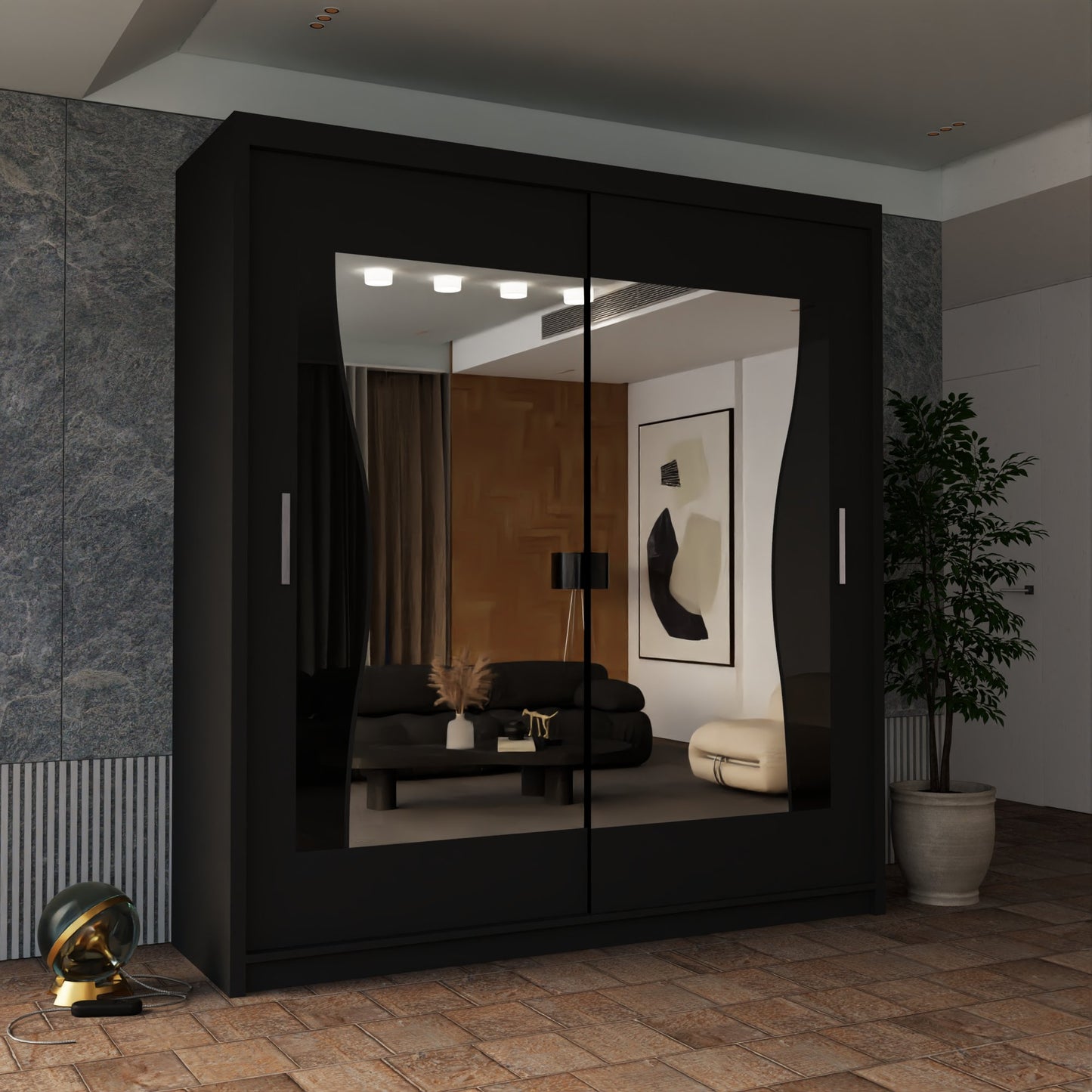 Batumi Wardrobe - Black, White, Grey, Oak - 120cm, 150cm, 180cm, 203cm