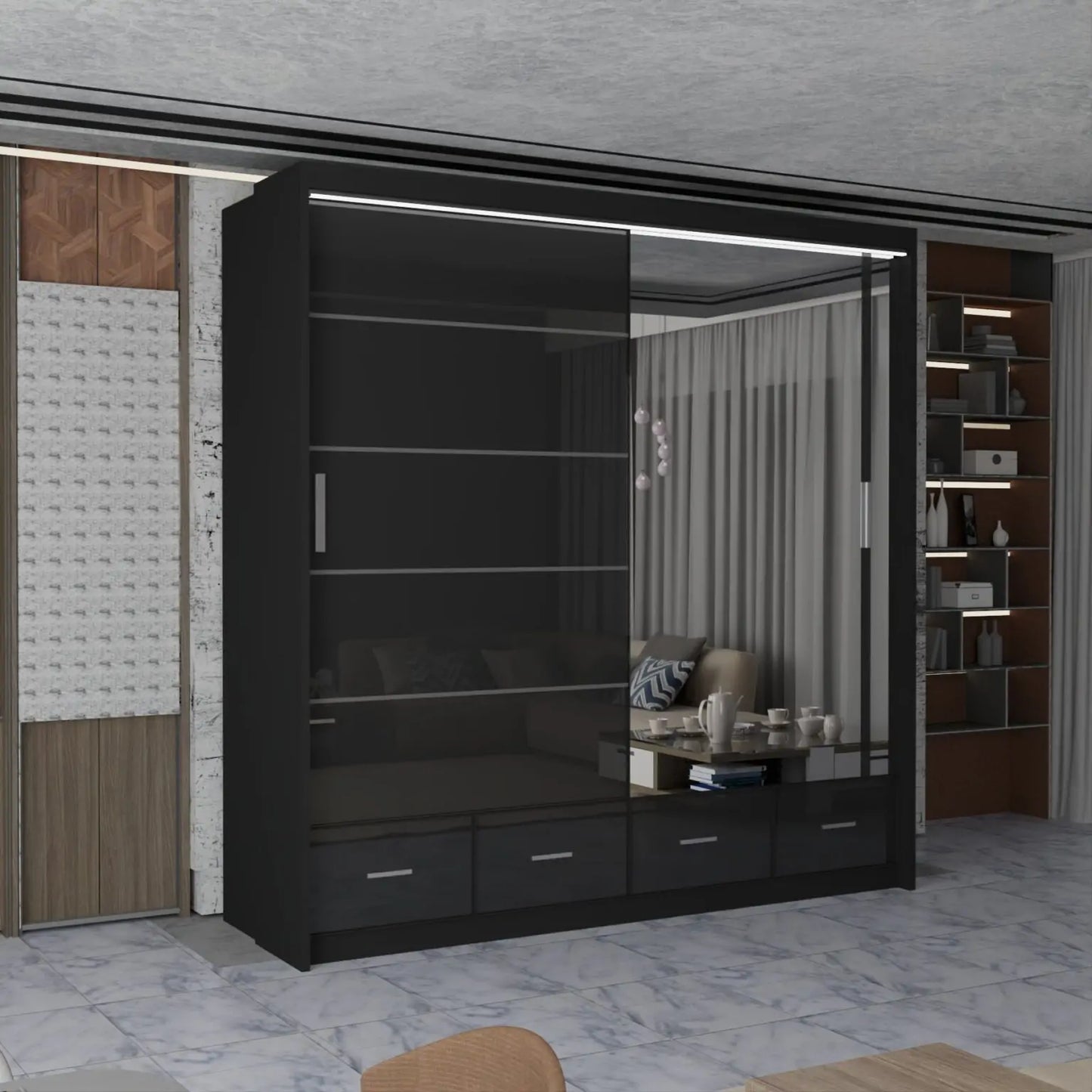 Sycylia High Gloss Sliding Door Wardrobe New Branding