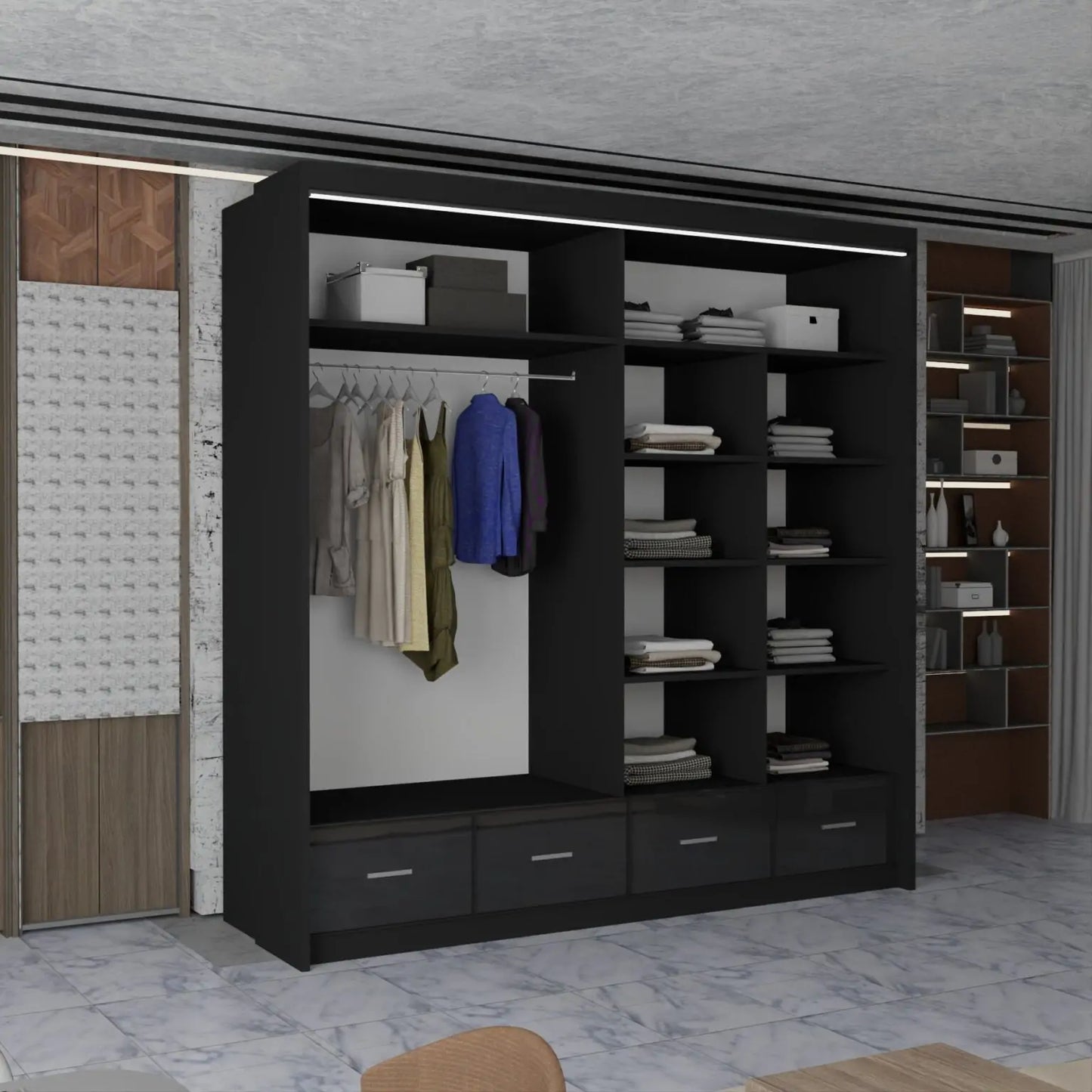 Sycylia High Gloss Sliding Door Wardrobe New Branding