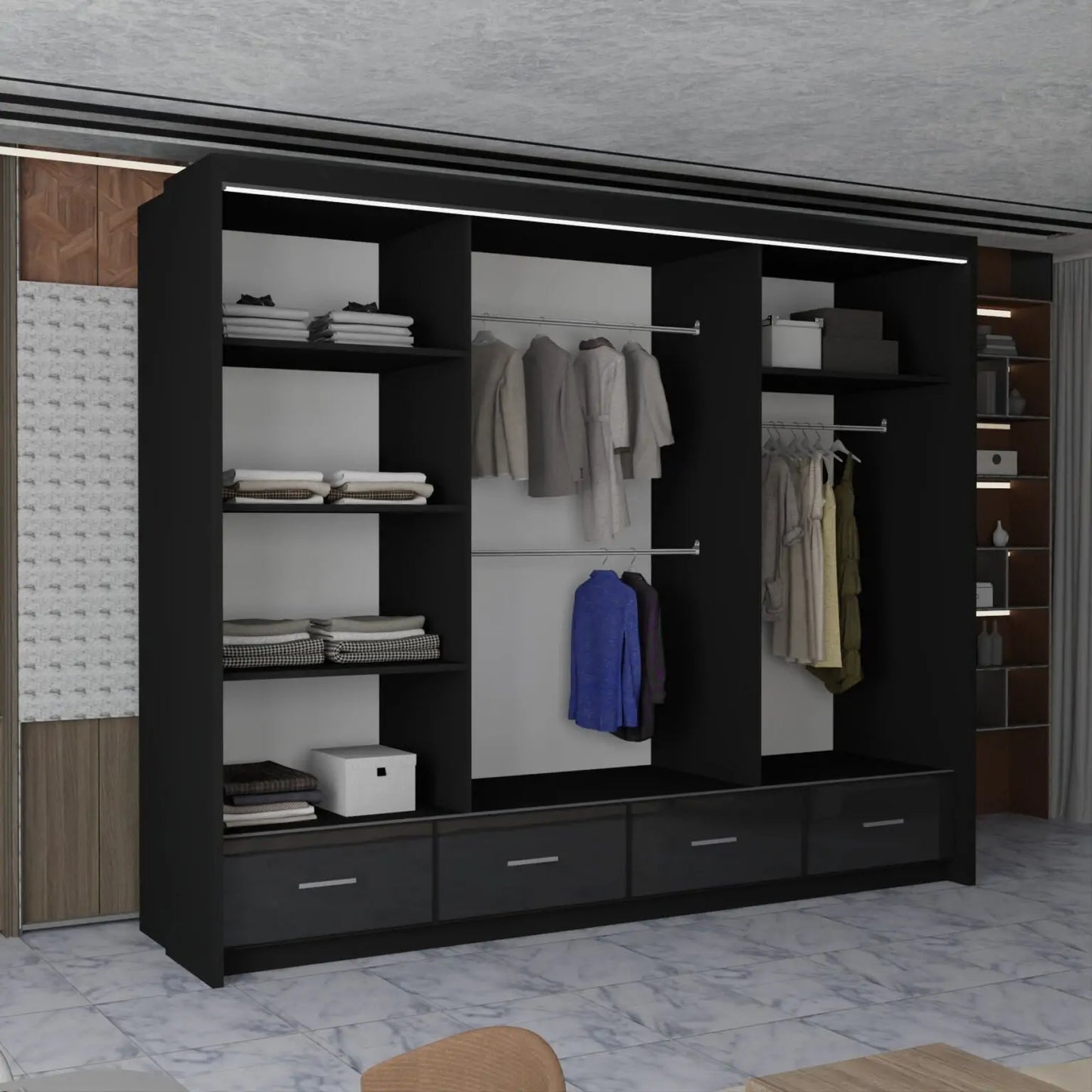 Sycylia High Gloss Sliding Door Wardrobe New Branding