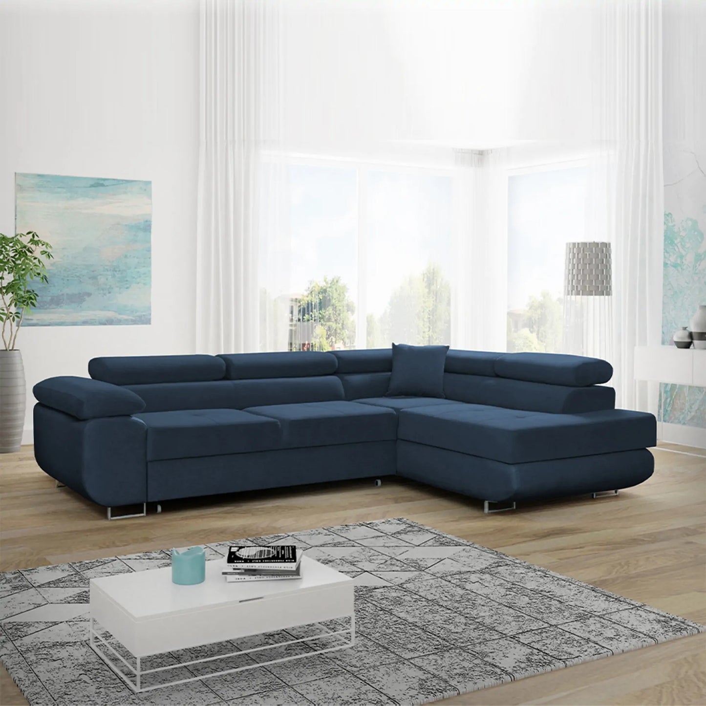 LIDO Corner Sofa Bed - Black, Blue, Brown, Green, Grey, Sky Blue