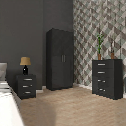 Bobby High Gloss Set - Black, White, Oak - 120cm