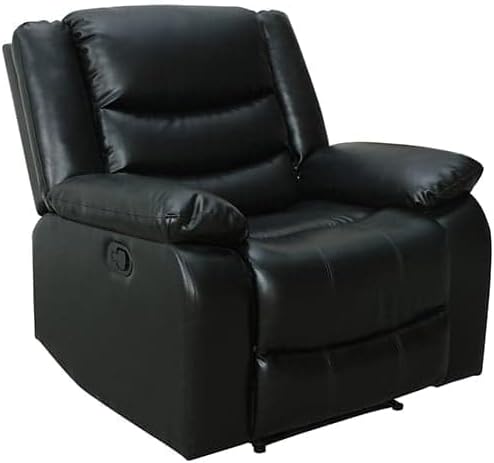 Bonded Leather Recliner 1 Seater Sofa In Black