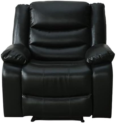 Bonded Leather Recliner 1 Seater Sofa In Black