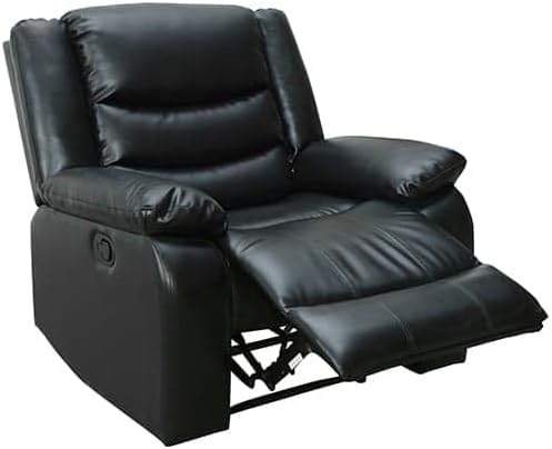 Bonded Leather Recliner 1 Seater Sofa In Black