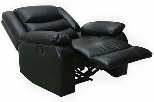 Bonded Leather Recliner 1 Seater Sofa In Black