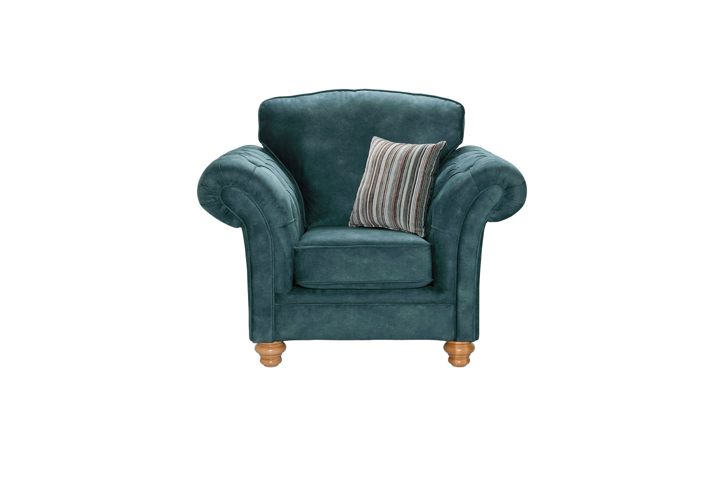 Buckingham Sofa & Wingback Chair Set with Striped Ottoman 3+1+Wing Chair