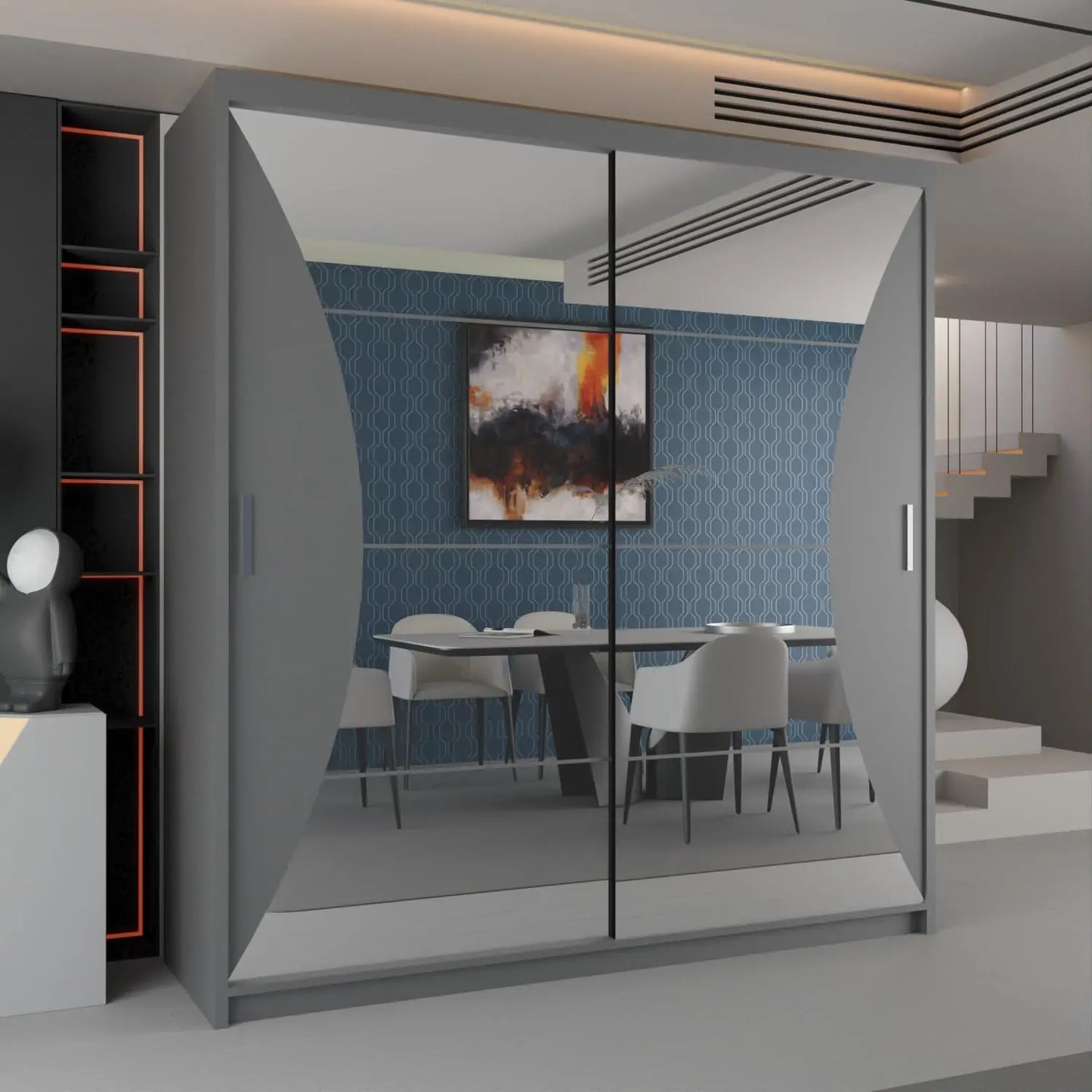 California Sliding Wardrobe - Black, White, Gray