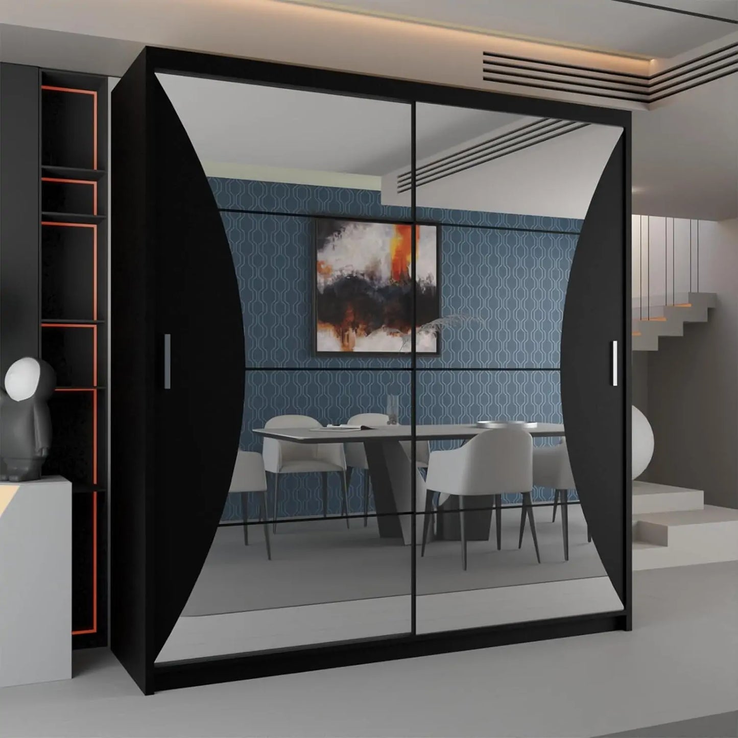 California Sliding Wardrobe - Black, White, Gray