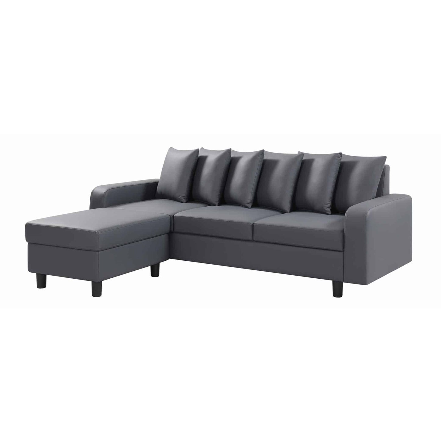 Civic Chase Sofa - Reversible- Fabric Grey & Leather Aire Grey
