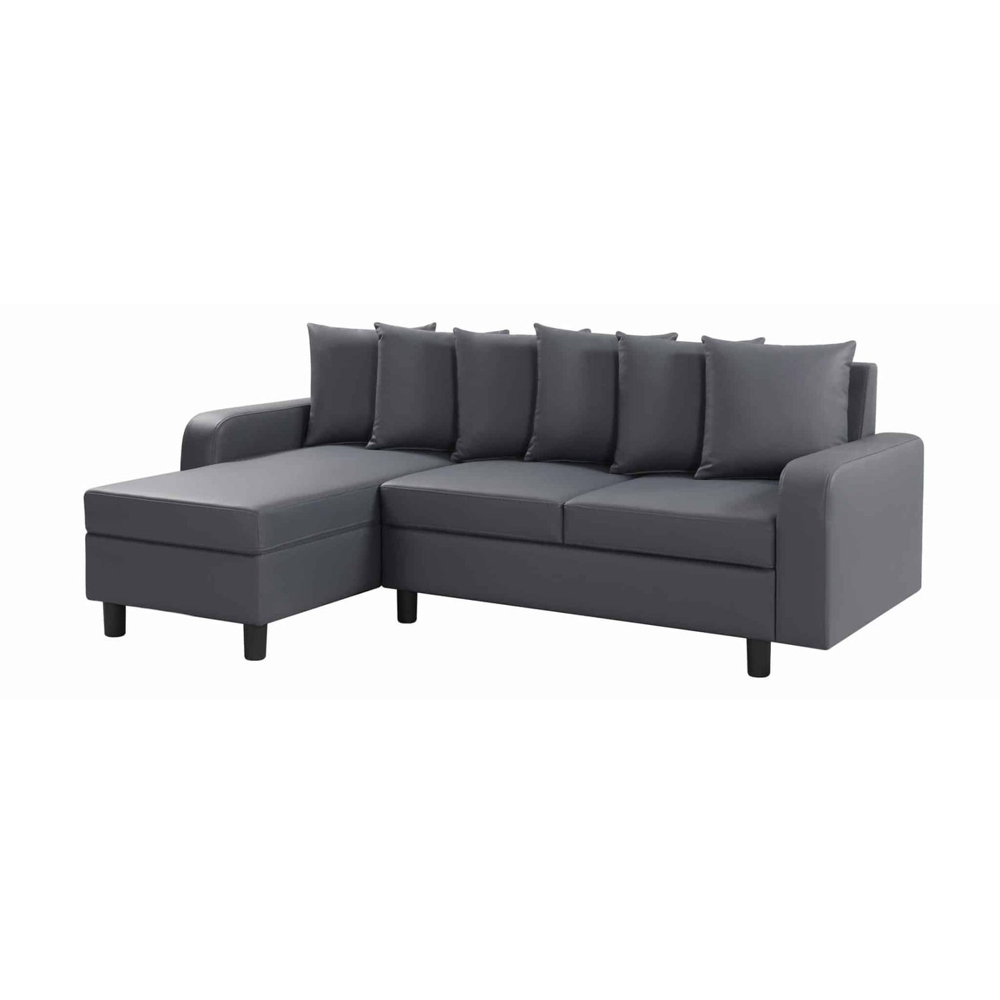 Civic Chase Sofa - Reversible- Fabric Grey & Leather Aire Grey