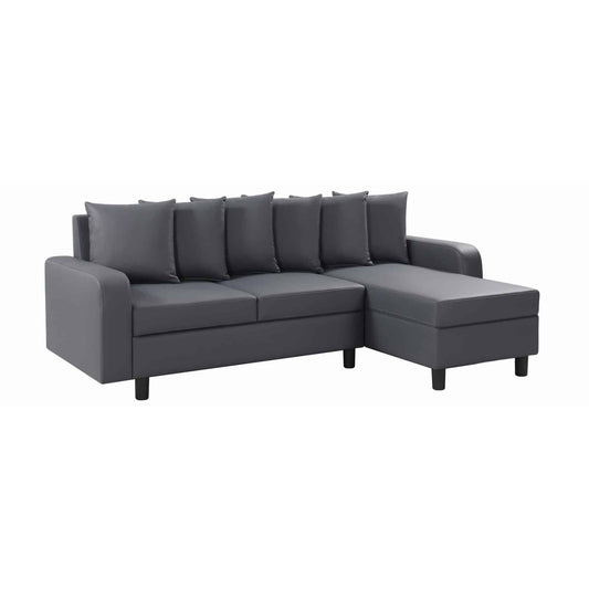 Civic Chase Sofa - Reversible- Fabric Grey & Leather Aire Grey