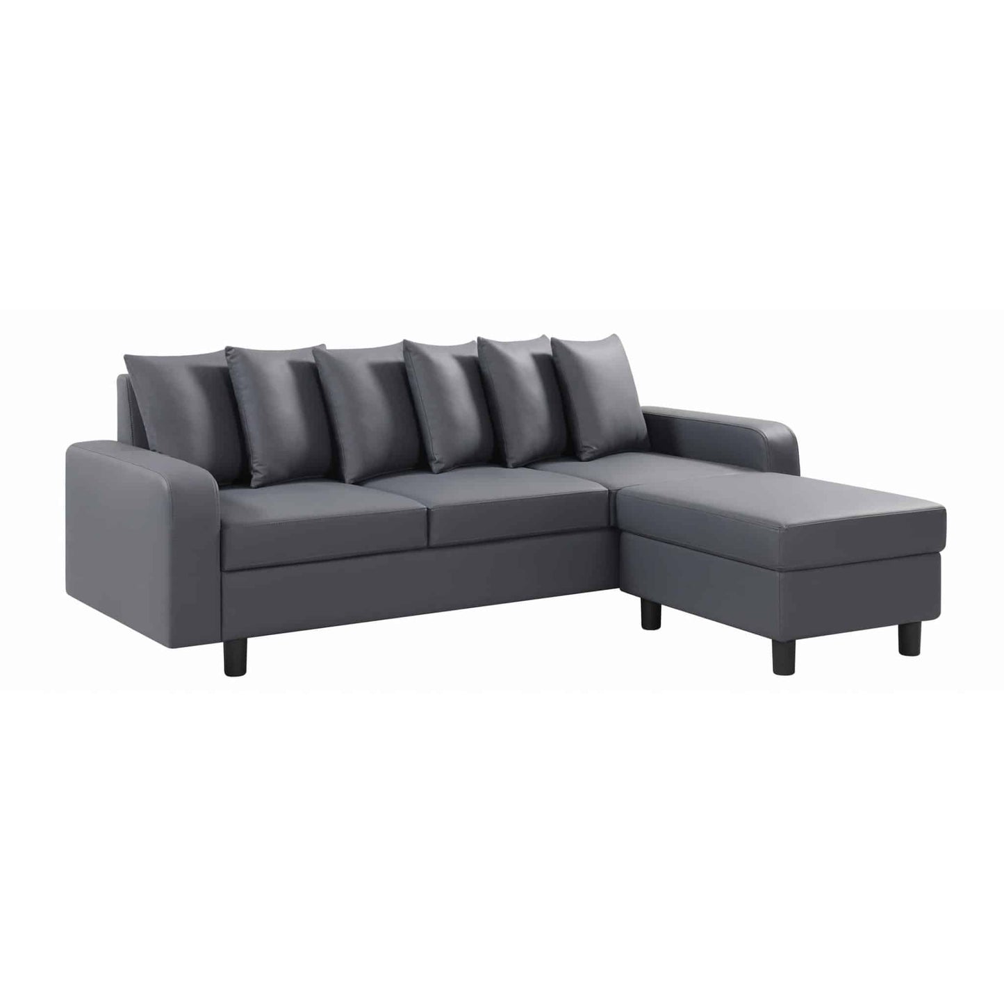 Civic Chase Sofa - Reversible- Fabric Grey & Leather Aire Grey