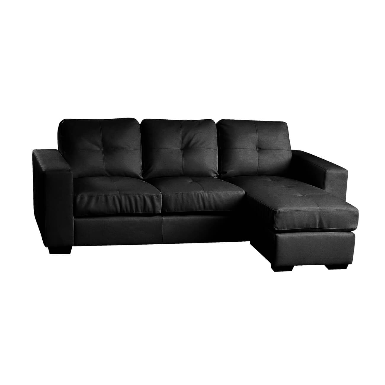 Diego Chaise Sofa Full Bonded Leather - Black, White