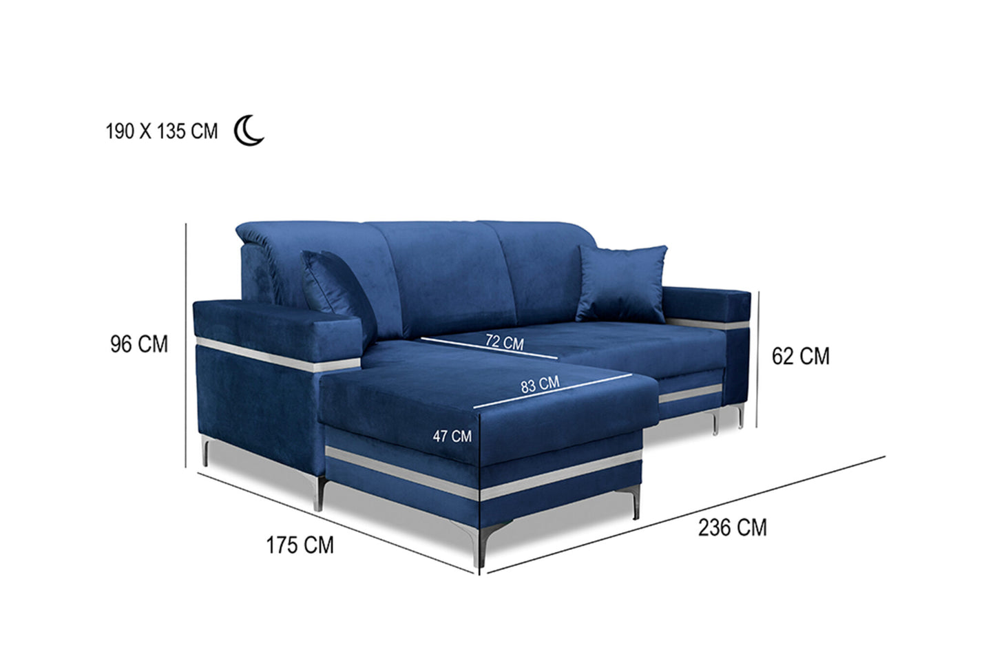 Florence Grey Gold Corner Sofa Bed - Black/Gold, Green&Gold, Grey&Gold, Blue/gold