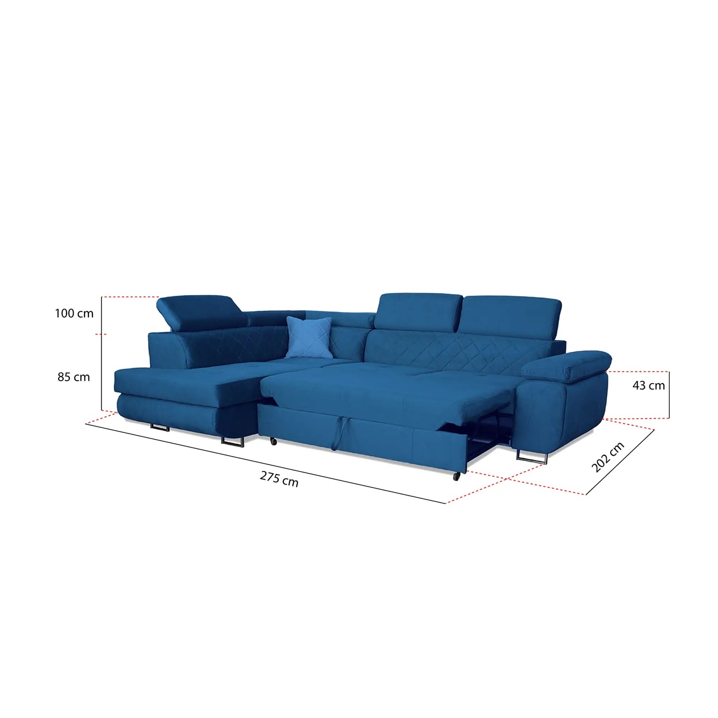 LAGUNA CORNER SOFA - Black, Blue, Green, Grey, Mustard, Silver, Steel