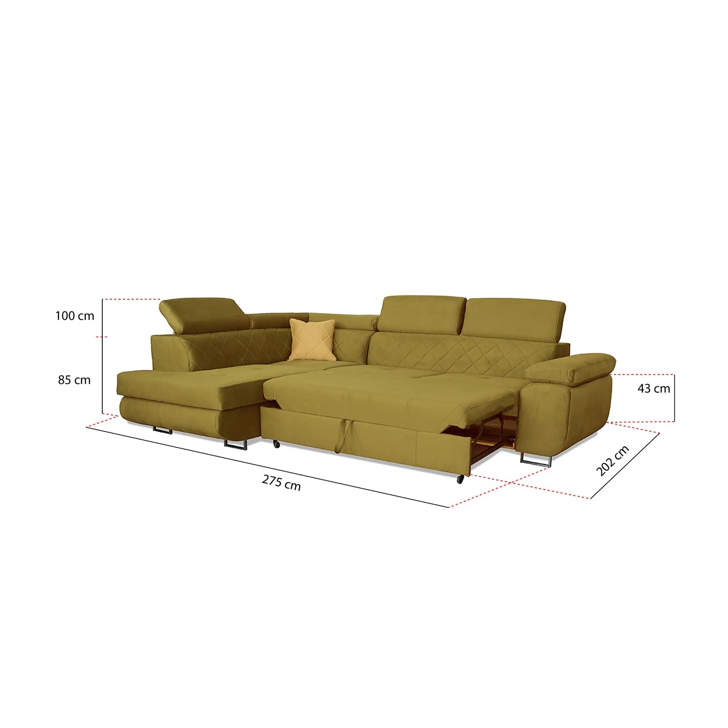 LAGUNA CORNER SOFA - Black, Blue, Green, Grey, Mustard, Silver, Steel