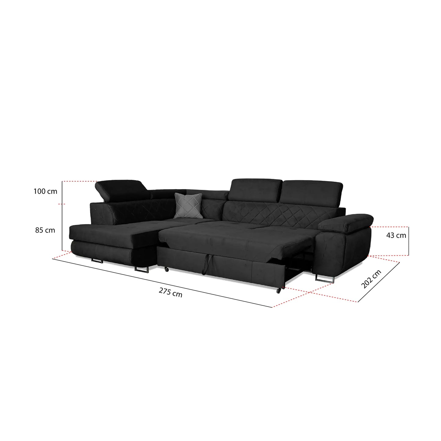 LAGUNA CORNER SOFA - Black, Blue, Green, Grey, Mustard, Silver, Steel