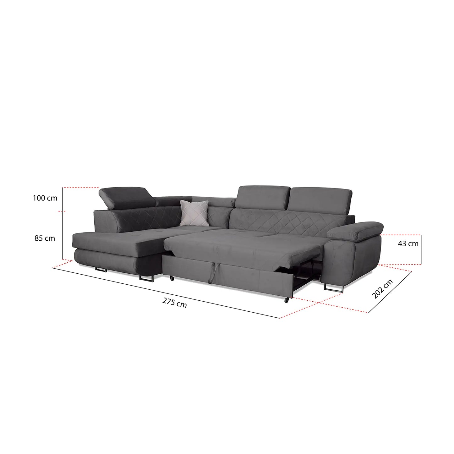 LAGUNA CORNER SOFA - Black, Blue, Green, Grey, Mustard, Silver, Steel