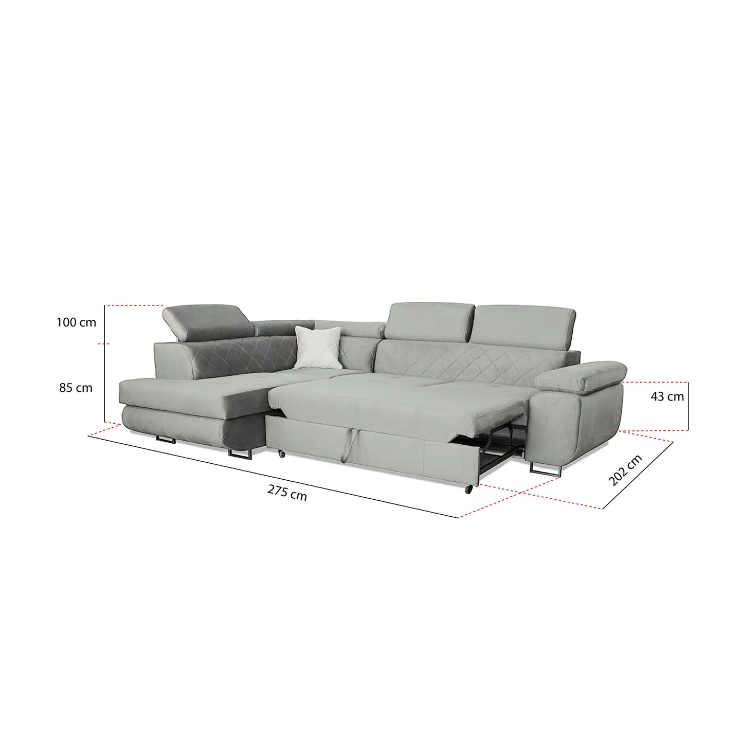 LAGUNA CORNER SOFA - Black, Blue, Green, Grey, Mustard, Silver, Steel