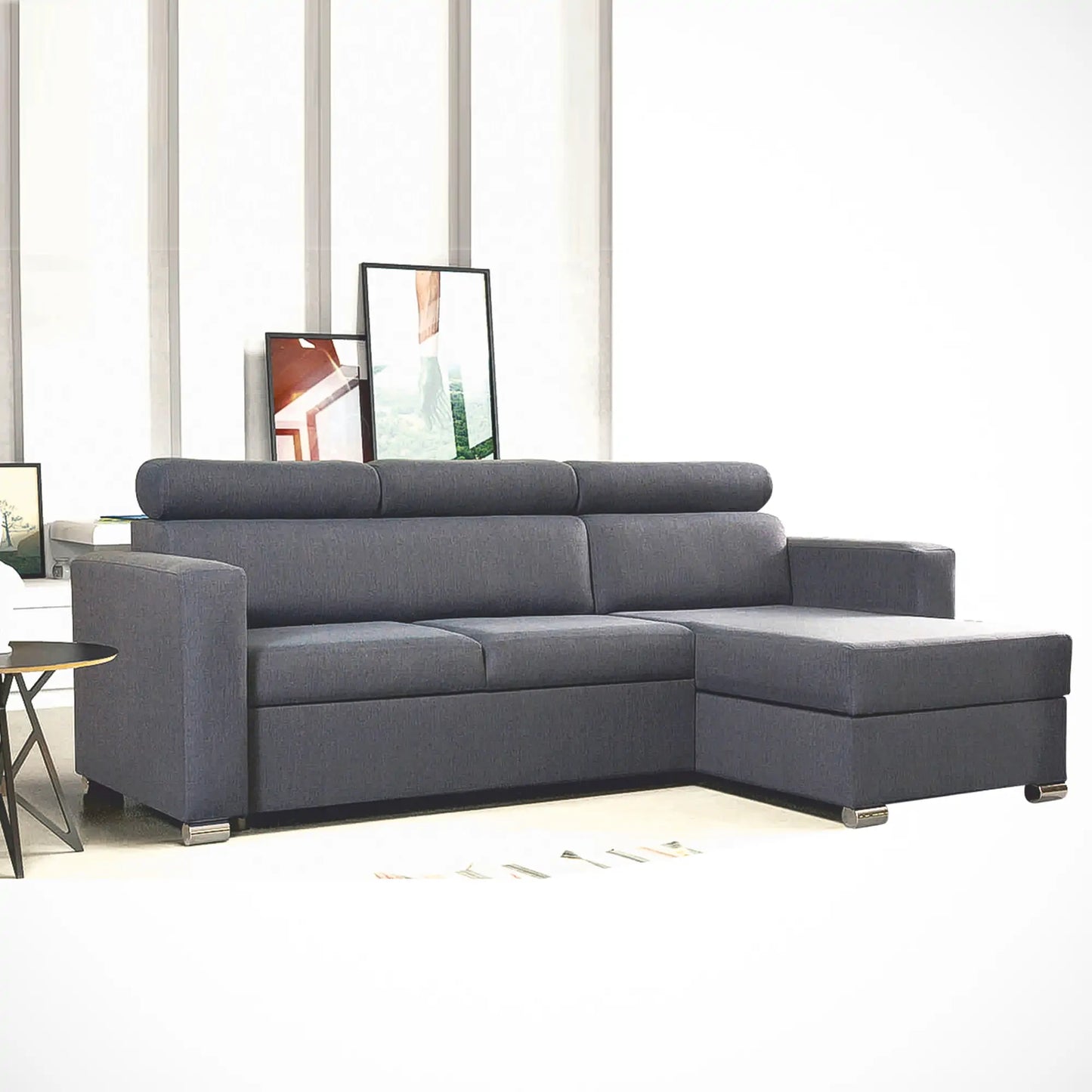 Hugo Corner L-Shape Sofa Bed - Black, Blue, Grey, yellow
