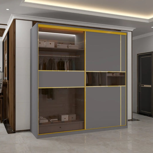 MDF Glass Sliding Door Wardrobe