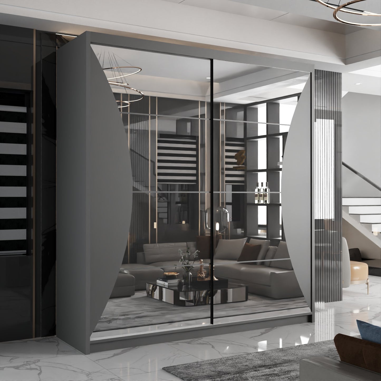 California Sliding Wardrobe - Black, White, Gray