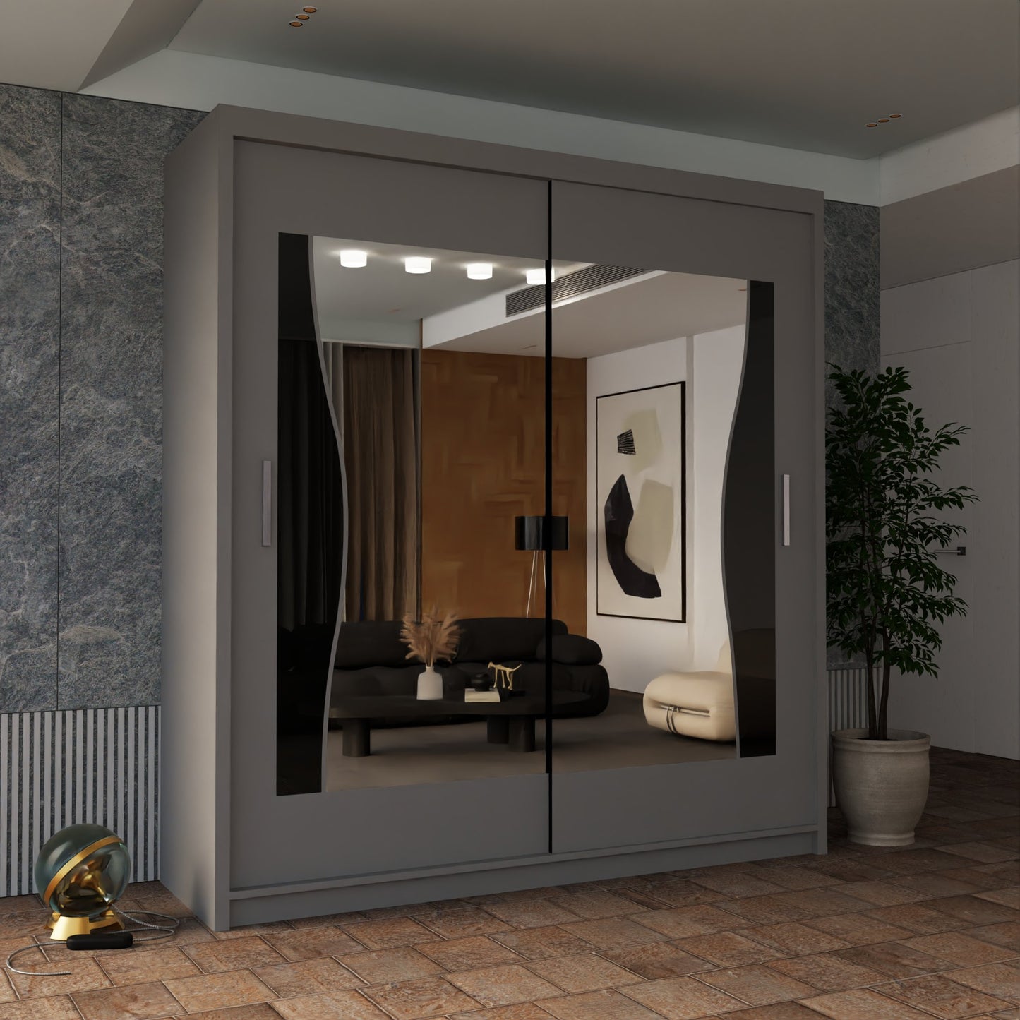 Batumi Wardrobe - Black, White, Grey, Oak - 120cm, 150cm, 180cm, 203cm