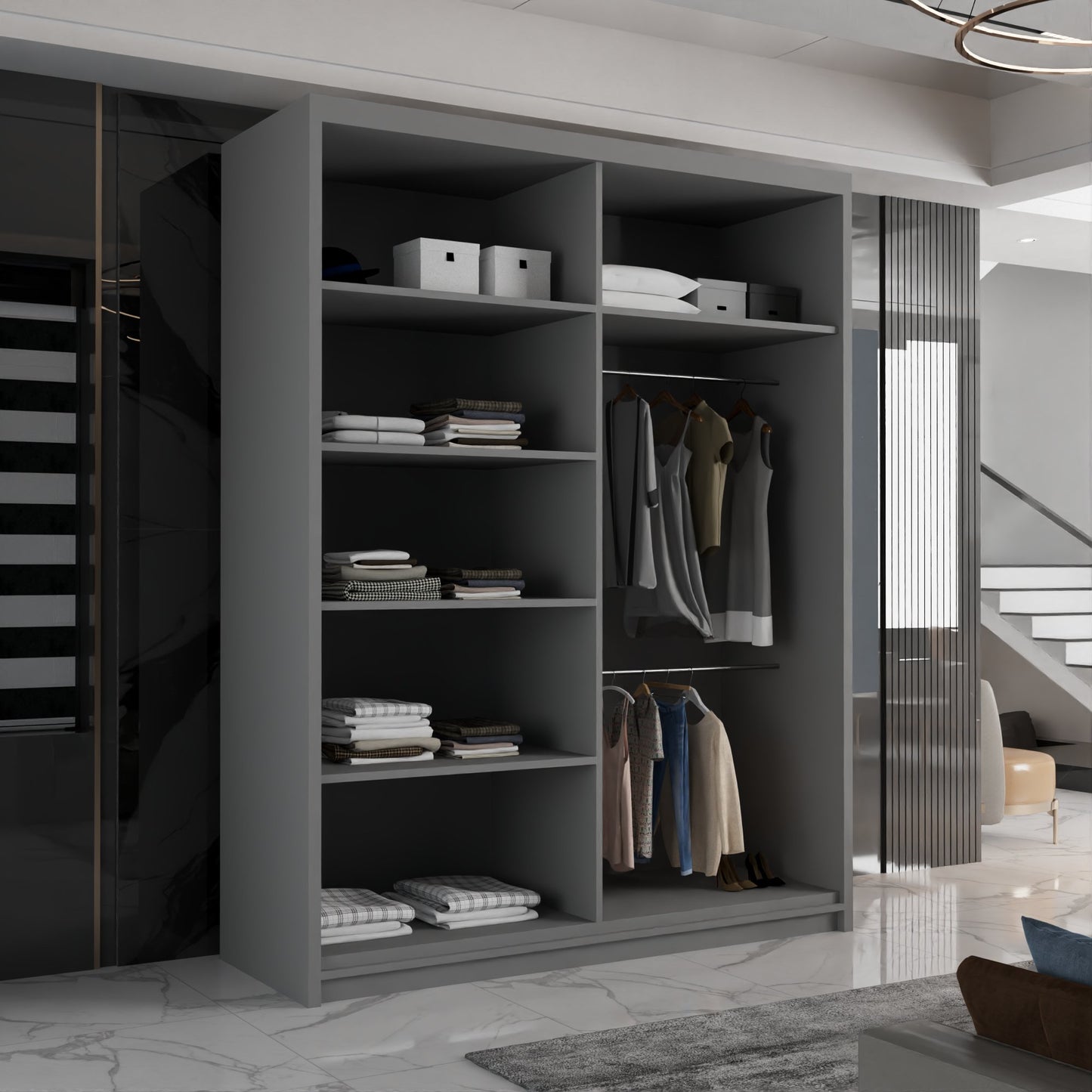 California Sliding Wardrobe - Black, White, Gray