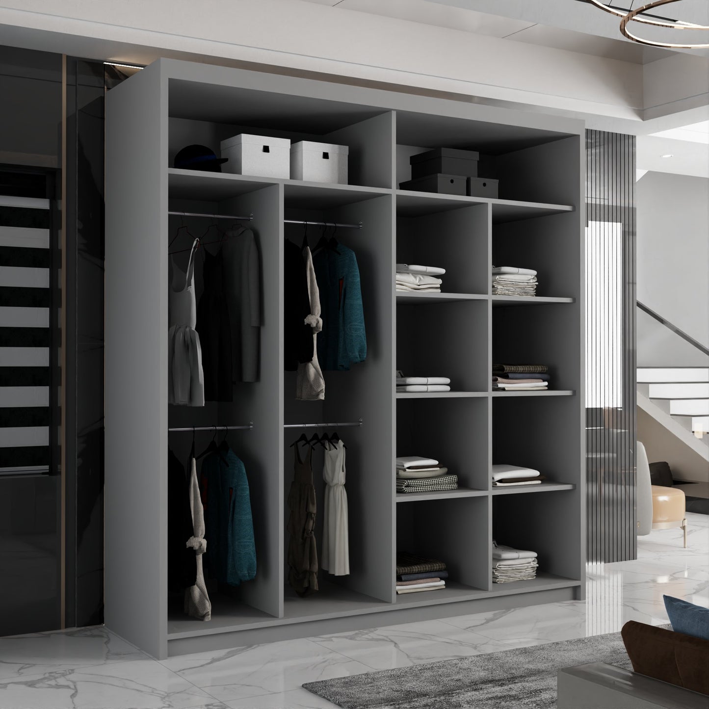 California Sliding Wardrobe - Black, White, Gray
