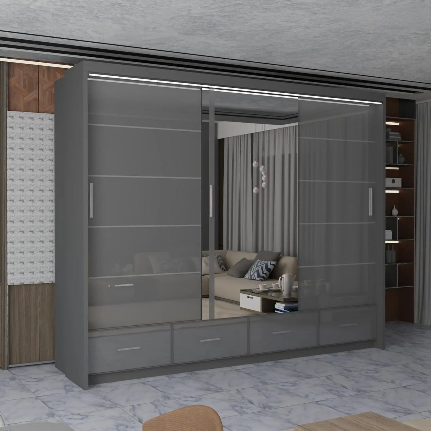 Sycylia High Gloss Sliding Door Wardrobe New Branding