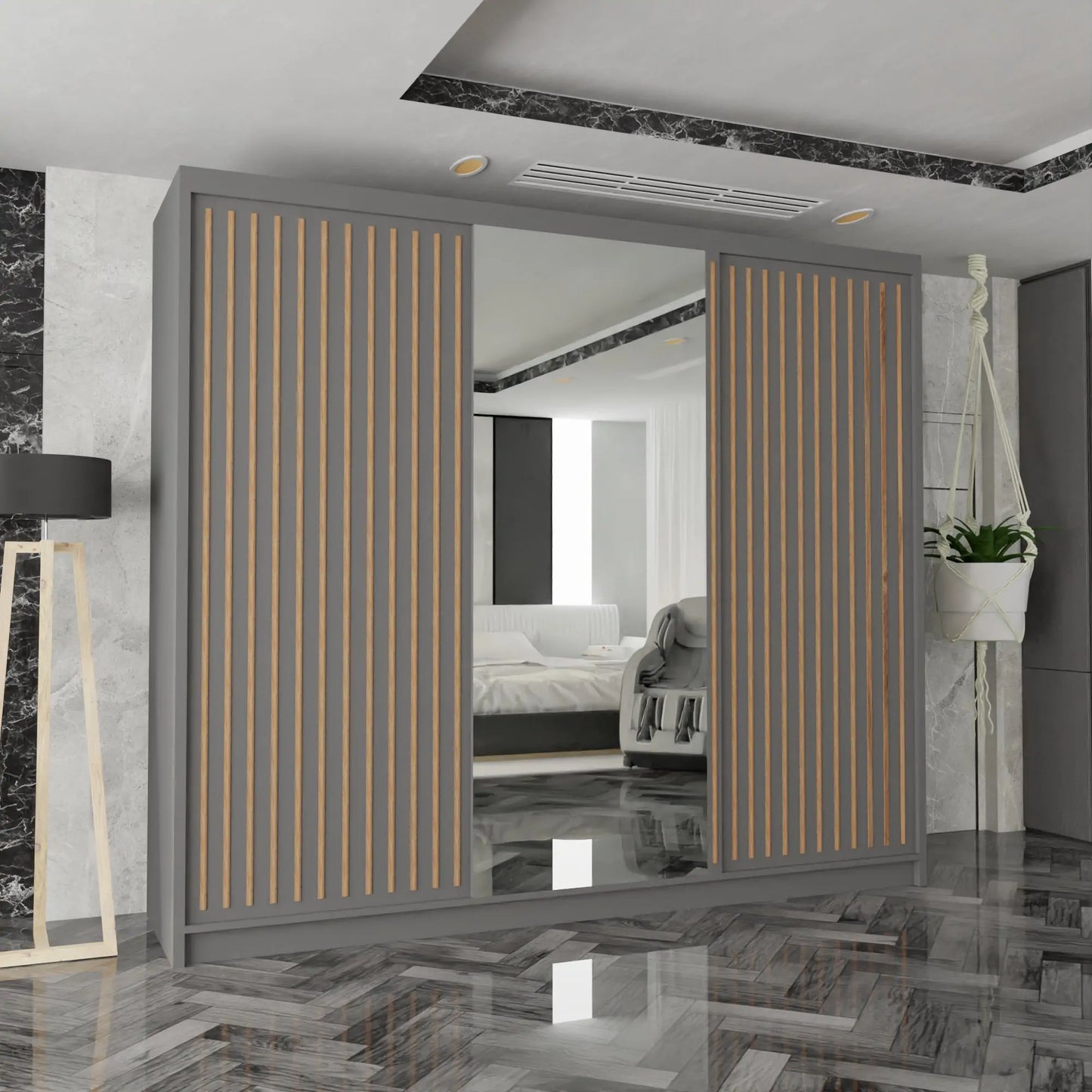 Royal Wardrobe Black, Grey ,Oak And White