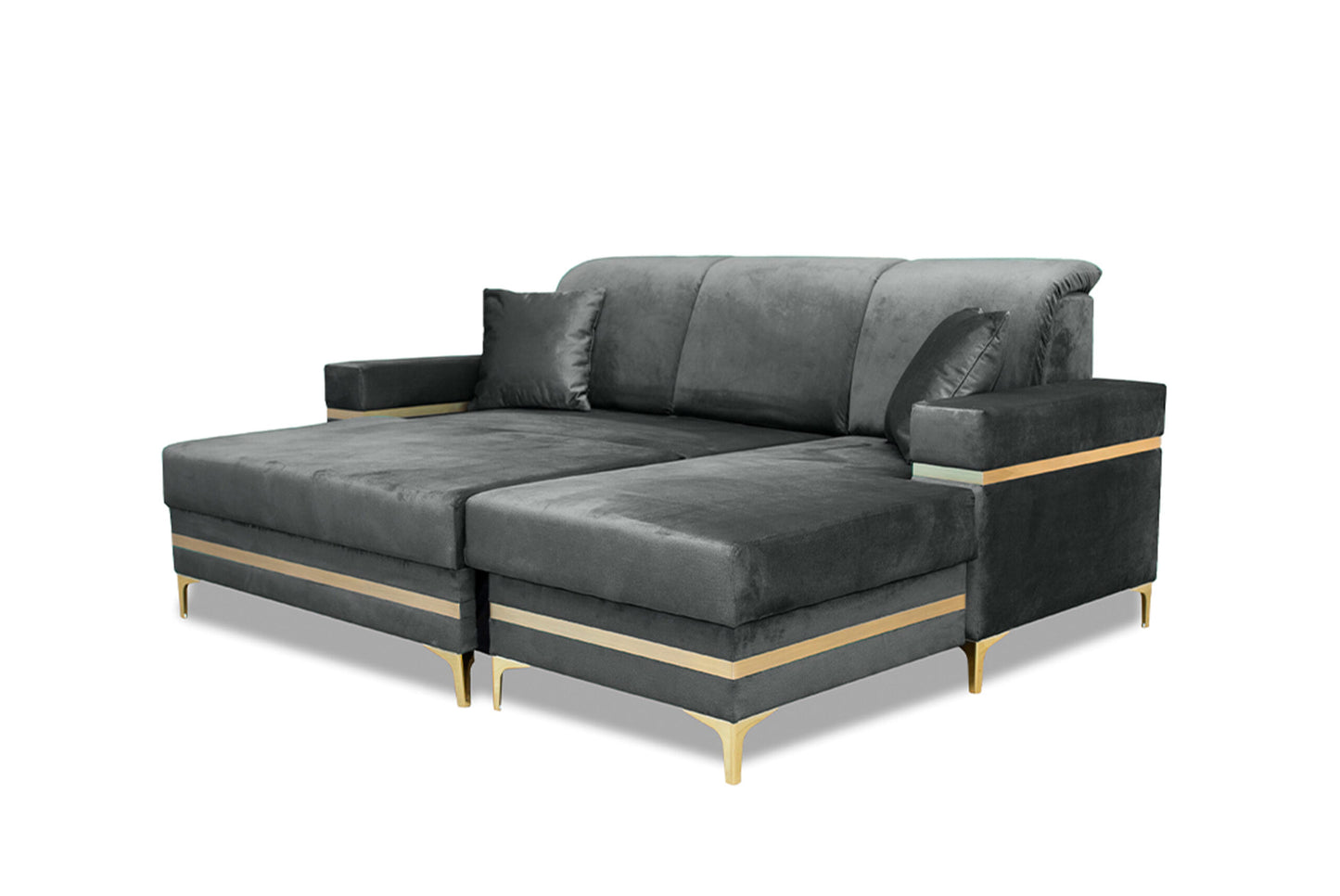 Florence Grey Gold Corner Sofa Bed - Black/Gold, Green&Gold, Grey&Gold, Blue/gold