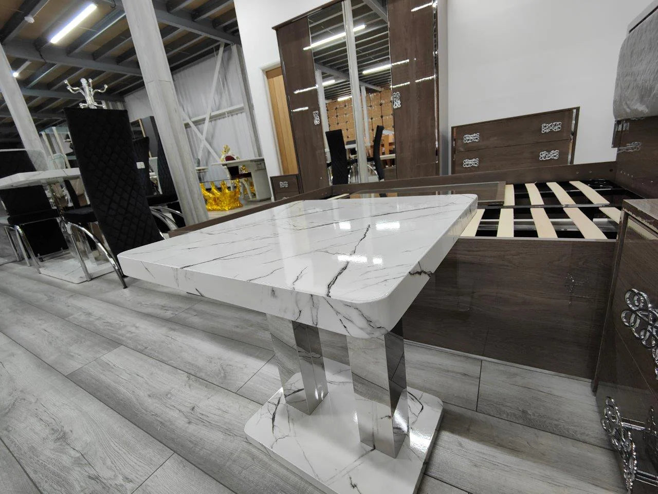 Ice White Stone Effect Coffee & Side Table Set