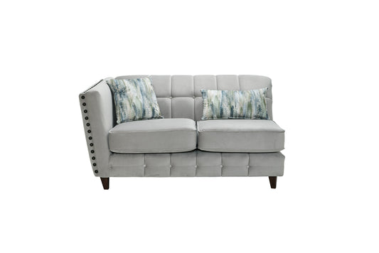 Infinity Grey Tufted Corner Sofa Collection with Stud Detailing