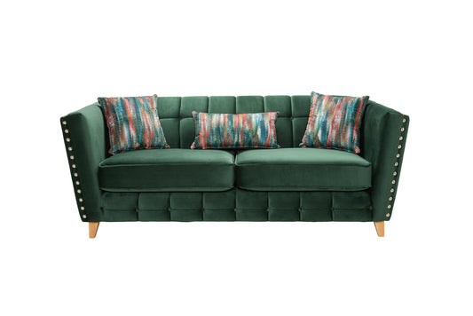 Infinity Tufted Sofa & Armchair Set with Stud Accents