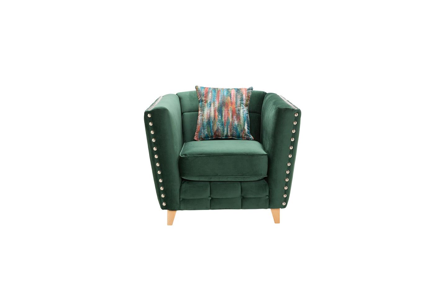 Infinity Tufted Sofa & Armchair Set with Stud Accents