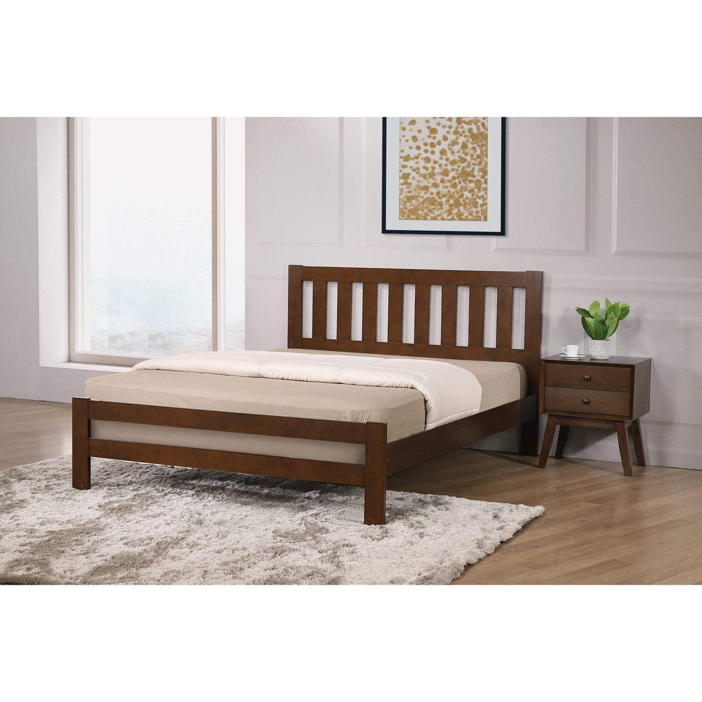 Kempton Bed Solid Hardwood Natural Oak - Single, 4 Foot, Double - Natural Oak, Rustic Oak