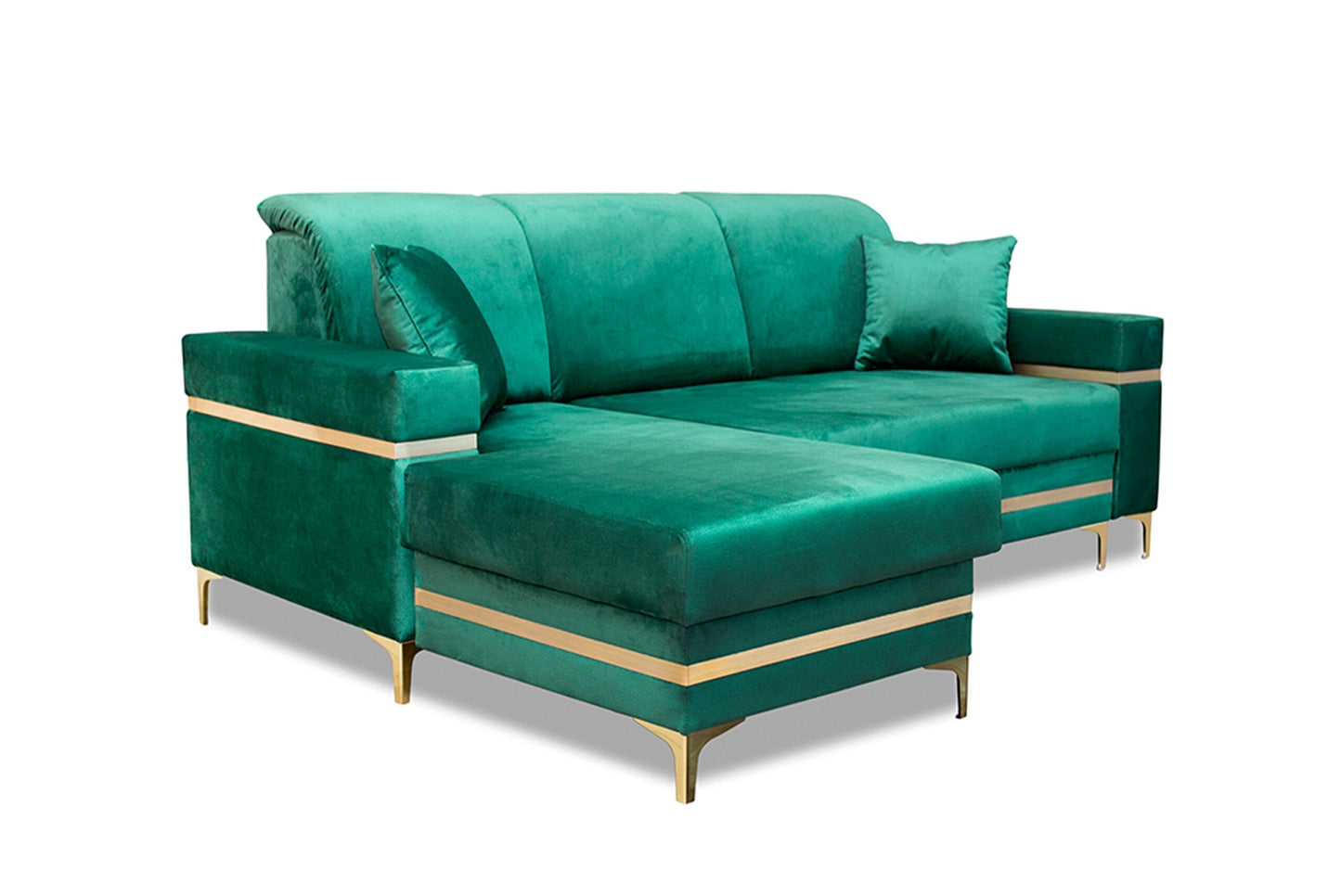 Florence Grey Gold Corner Sofa Bed - Black/Gold, Green&Gold, Grey&Gold, Blue/gold