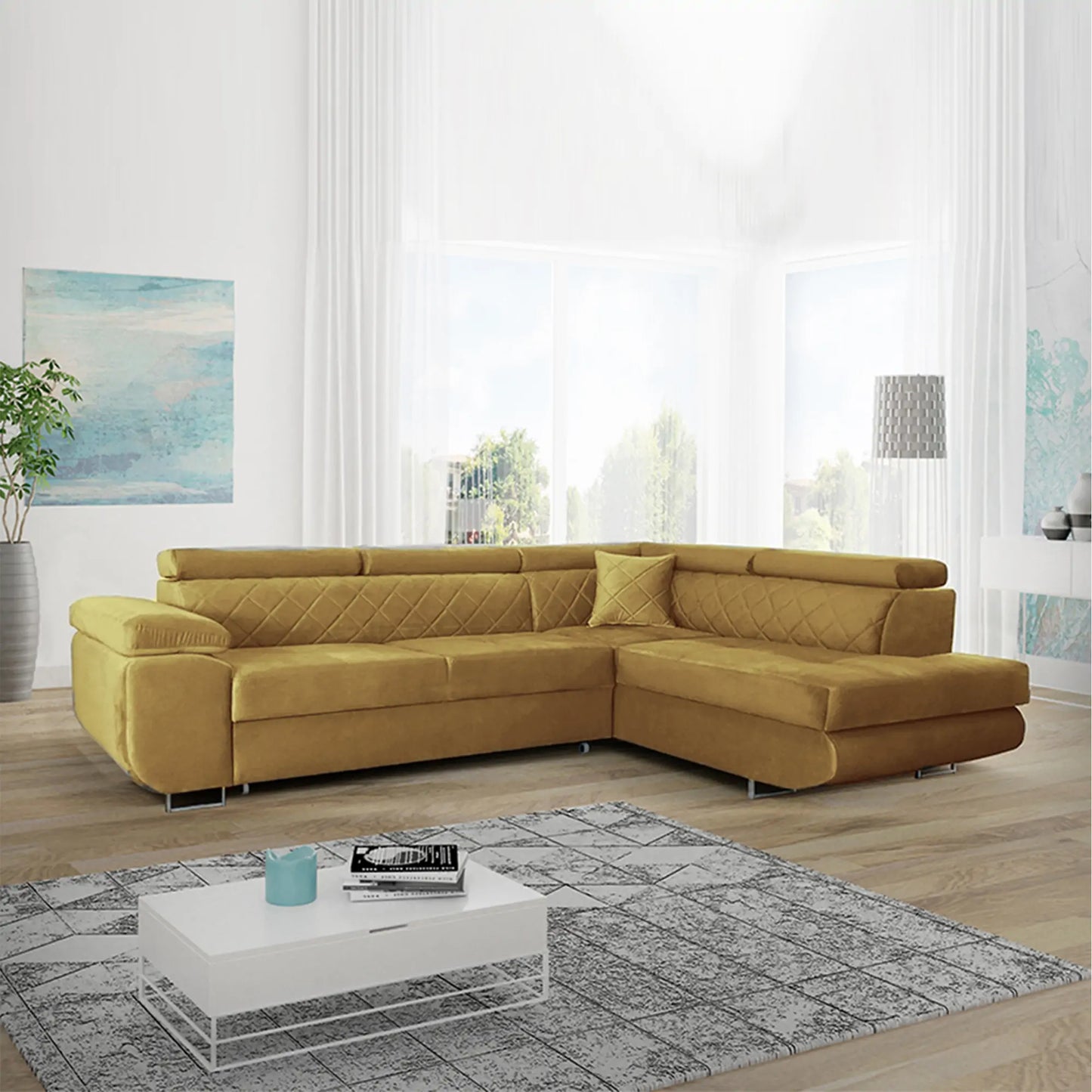 LAGUNA CORNER SOFA - Black, Blue, Green, Grey, Mustard, Silver, Steel