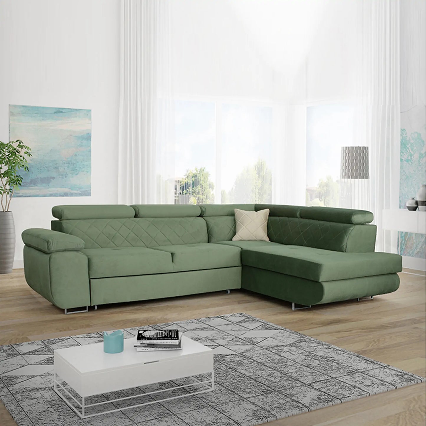 LAGUNA CORNER SOFA - Black, Blue, Green, Grey, Mustard, Silver, Steel