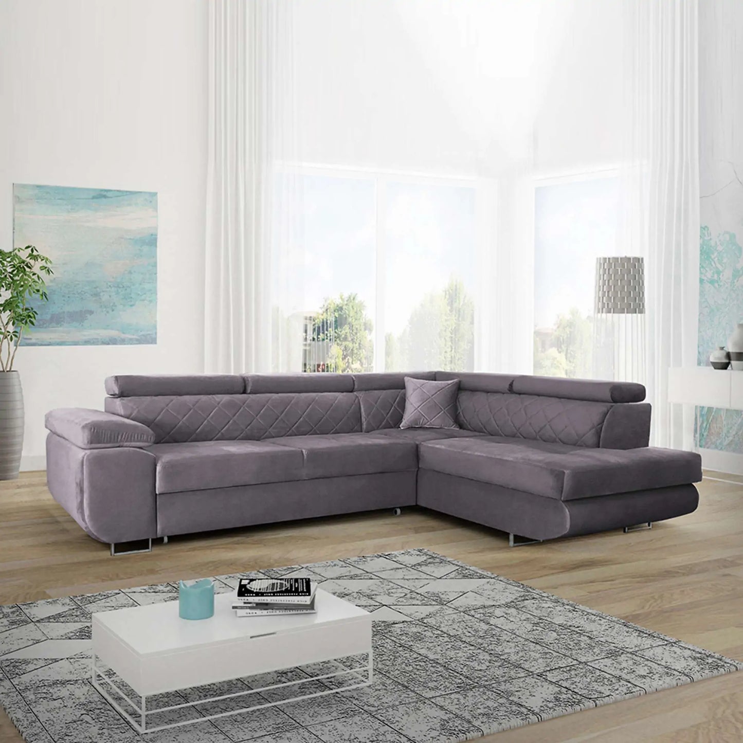 LAGUNA CORNER SOFA - Black, Blue, Green, Grey, Mustard, Silver, Steel