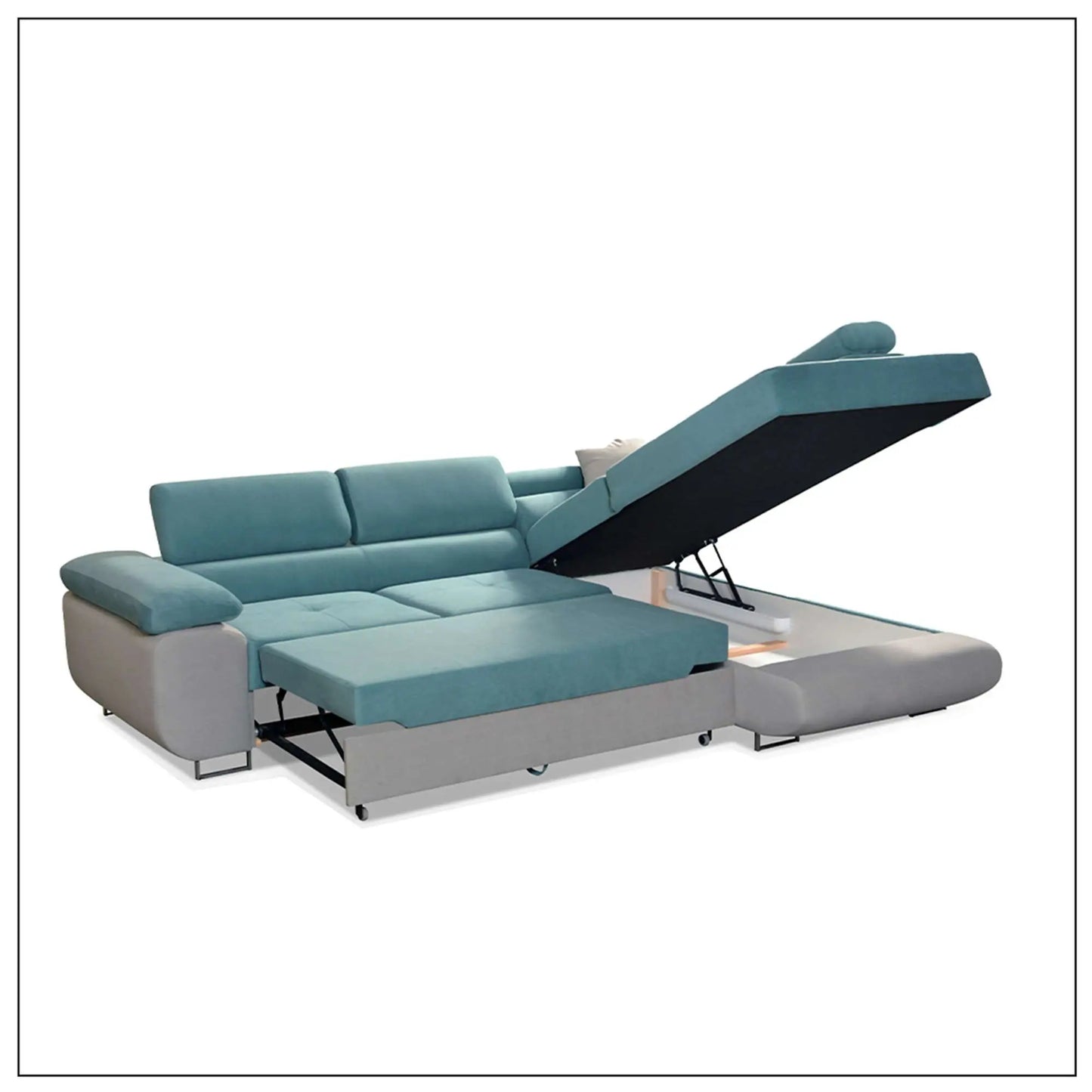 LIDO Corner Sofa Bed - Black, Blue, Brown, Green, Grey, Sky Blue